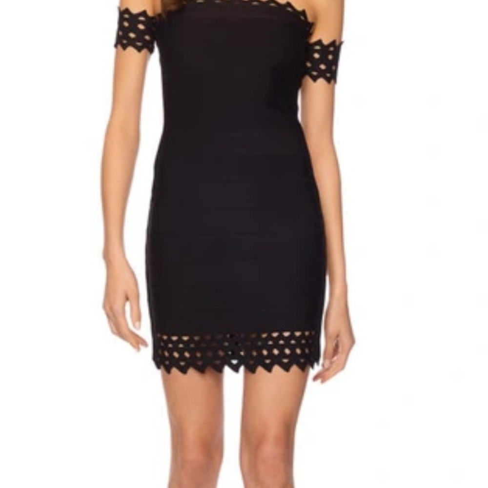 Elegant Black Off-Shoulder Dress Susana Monaco Black Bandage Eyelet Tube Dress